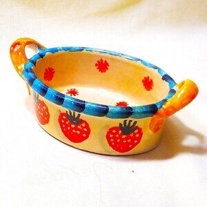Colourful ~~~ DISH w Handles / Made in ITALY ~~~